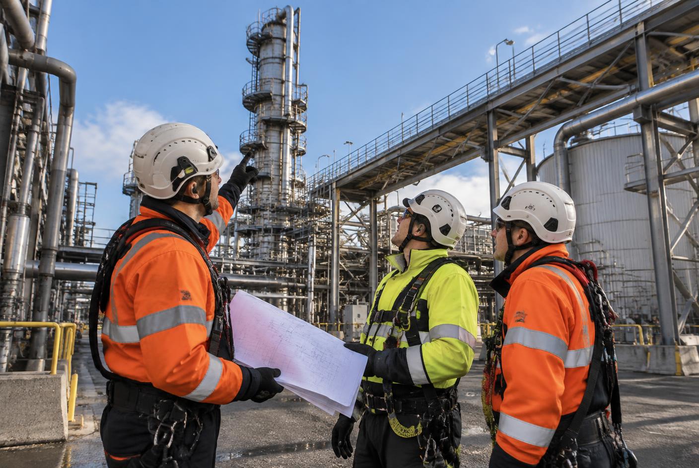 Access team planning a height-dependent task during an industrial shutdown