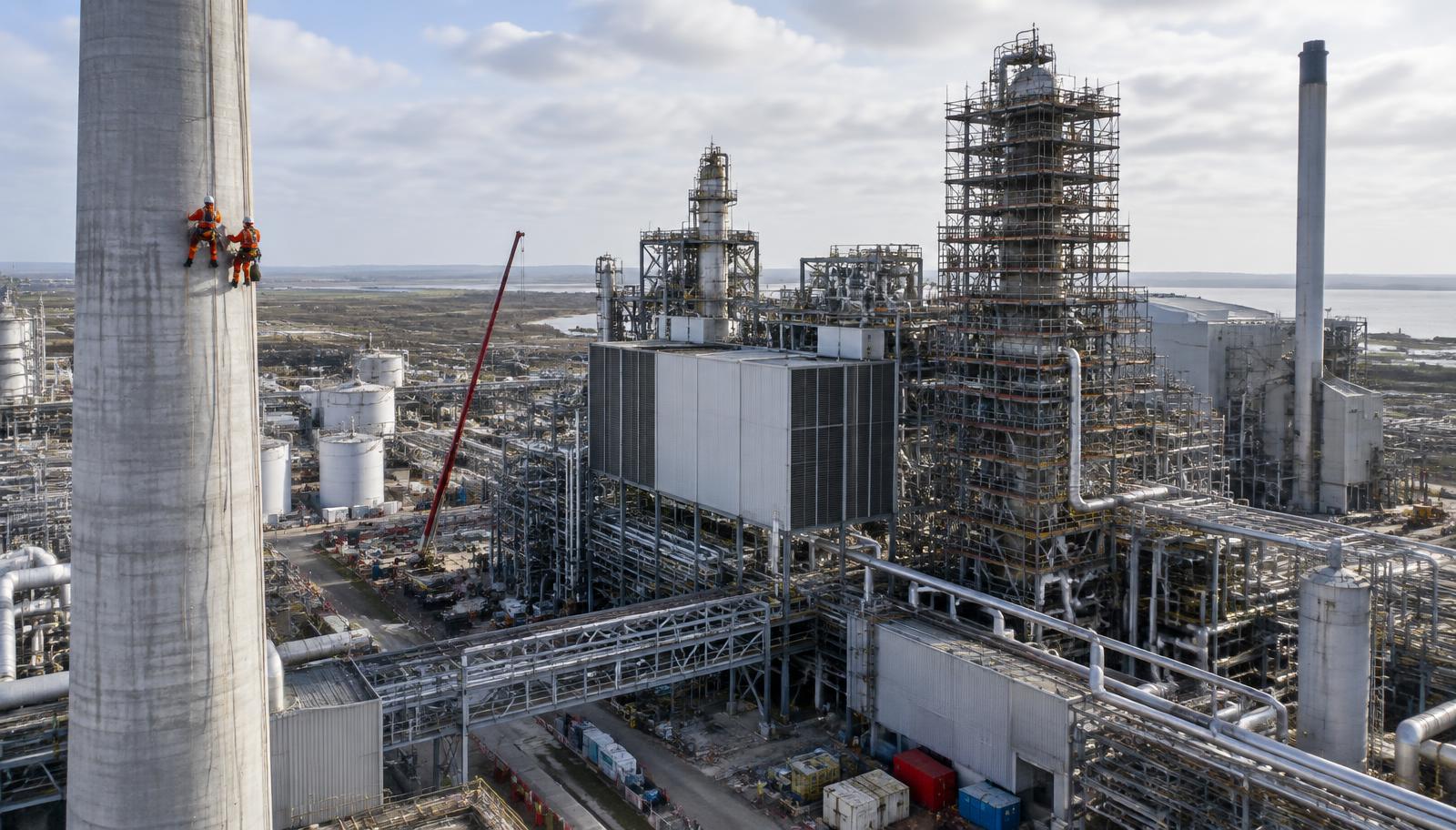 Industrial plant during a turnaround with multiple access methods in use